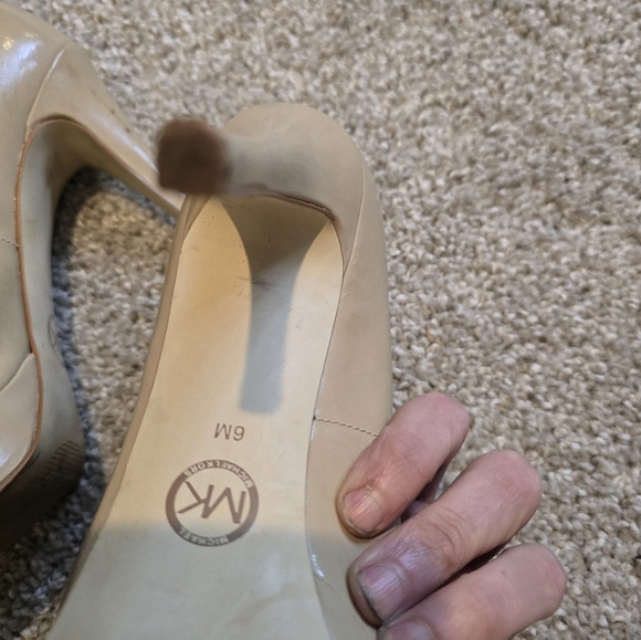 Michael Kors Women's Tan Peep-Toe Heels - Picture 7 of 14